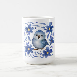 花と青い鳥 コーヒーマグカップ