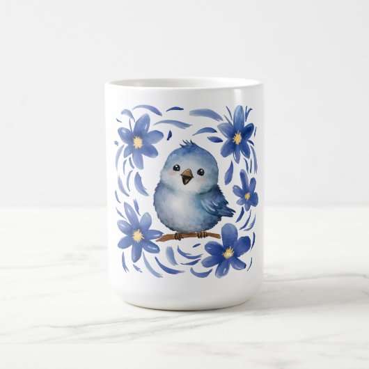 花と青い鳥 コーヒーマグカップ (中央)