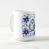 花と青い鳥 コーヒーマグカップ (正面左)