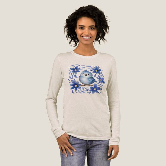 花と青い鳥 トライブレンドTシャツ (正面全体)