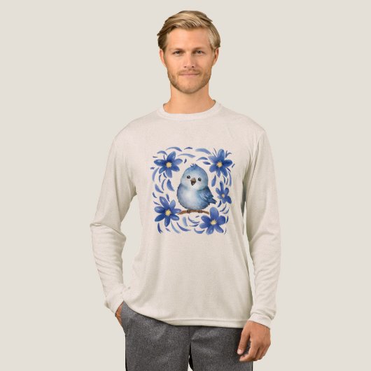 花と青い鳥 トライブレンドTシャツ (正面全体)