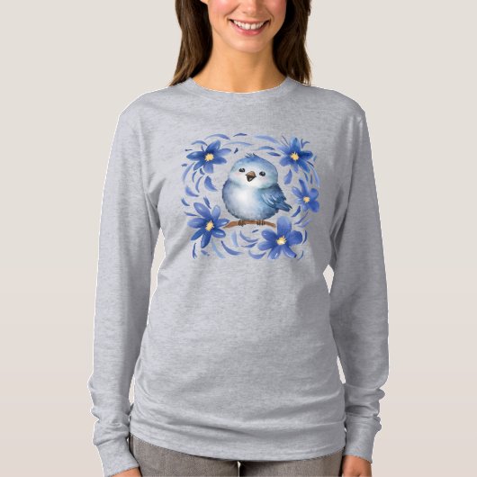 花と青い鳥 Tシャツ (正面)