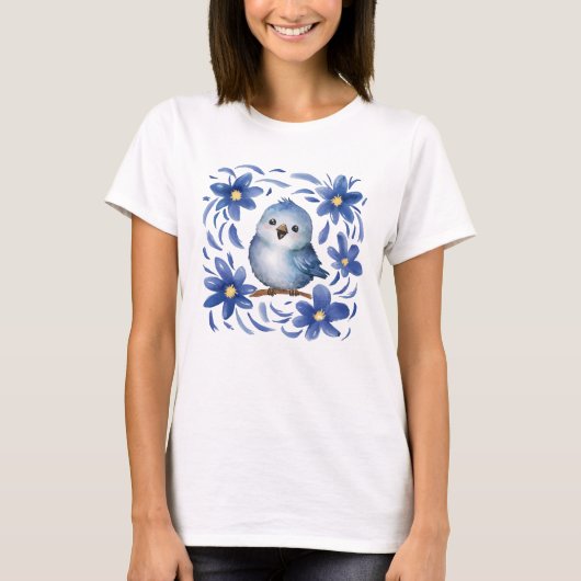 花と青い鳥 Tシャツ (正面)