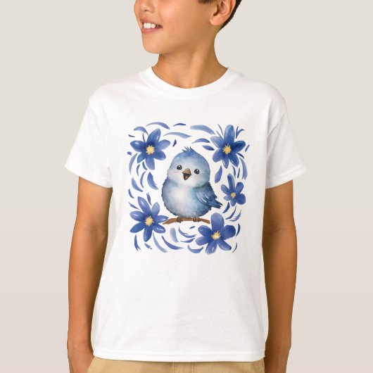 花と青い鳥 Tシャツ (正面)