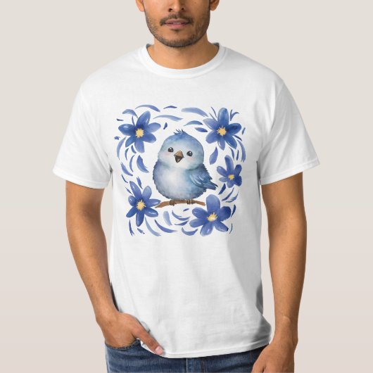 花と青い鳥 Tシャツ (正面)