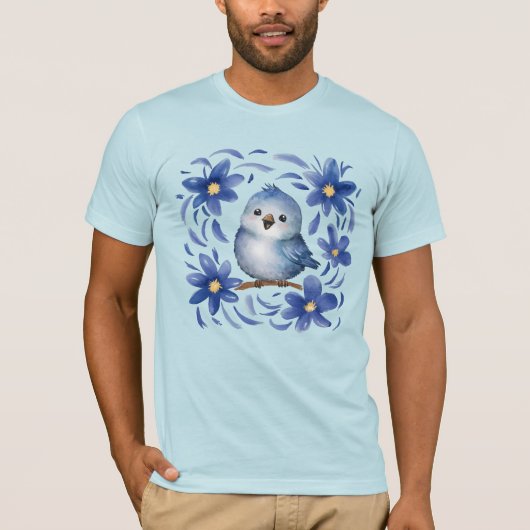 花と青い鳥 Tシャツ (正面)