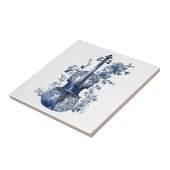 花と青と白のデルフトスタイルバイオリン タイル (側面)