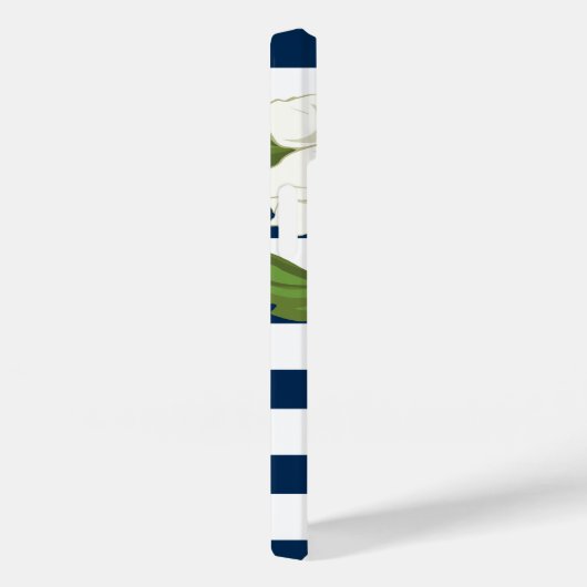 花と青と白ストライプのモダンフローラ Case-Mate iPhoneケース (裏面 / 右)