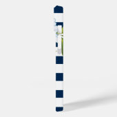 花と青と白ストライプのモダンフローラ Case-Mate iPhoneケース (裏面 / 左)