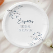 花と青の冬のボタニカル ブライダルシャワー ペーパープレート