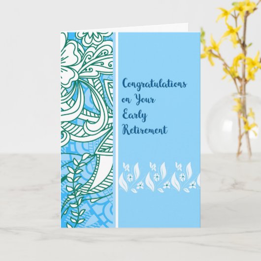 花と青の早期退職用カード カード (黄色い花)