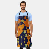 花と青 エプロン (着用した状態)