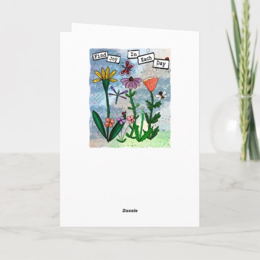 花と音楽のノートと喜びのアートワーク カード (裏面)