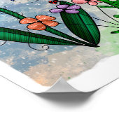 花と音楽のノートと喜びのアートワーク ポスター (角)