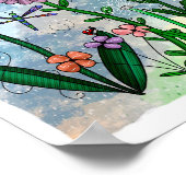 花と音楽のノートと喜びのアートワーク ポスター (角)