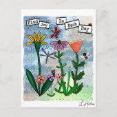 花と音楽のノートと喜びのアートワーク ポストカード (正面)