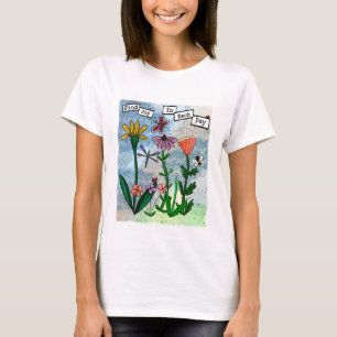 花と音楽のノートと喜びのアートワーク Tシャツ