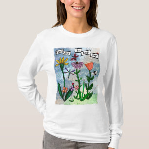 花と音楽のノートと喜びのアートワーク Tシャツ
