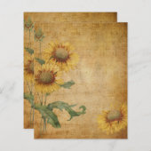 花と音楽ヴィンテージスクラップブック紙 (正面/裏面)