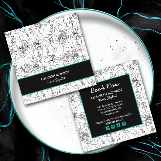 花と顔美容師メイクアップ スクエア名刺