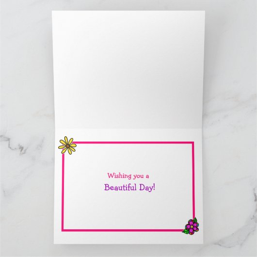 花と風船を持つジャンボハッピーバースデー カード (内部)