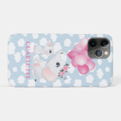 花と風船を持つ女の子像の象とウサギ Case-Mate iPhoneケース (裏面(横))