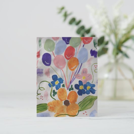花と風船 ポストカード (スタンド正面)