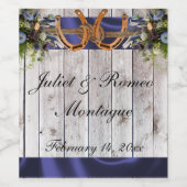 花と馬蹄形、ブルーリボン2 ワインラベル (シングルラベル)