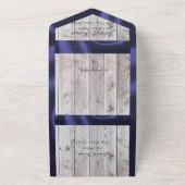 花と馬蹄形、ブルーリボン オールインワン招待状 (外側)