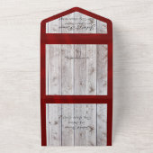 花と馬蹄形、赤いリボン オールインワン招待状 (外側)