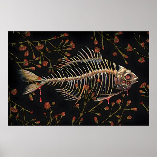 花と魚の骨 - 5x7インミニプリントのみ1点 ポスター (正面)
