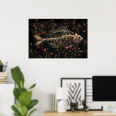花と魚の骨 - 5x7インミニプリントのみ1点 ポスター (ホームオフィス)