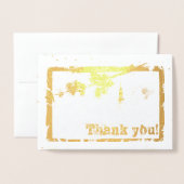 花と鳥と塔で感謝 箔カード (封筒付き正面)