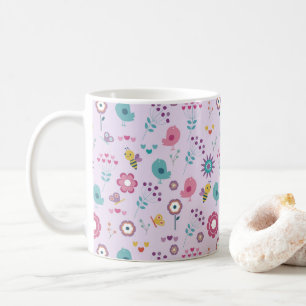 花と鳥と蝶々 コーヒーマグカップ