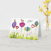 花と鳥のあいさつカード（カスタマイズ可能） カード (黄色い花)