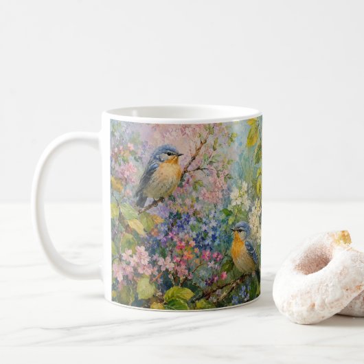 花と鳥のさえずり コーヒーマグカップ (ドーナツ)