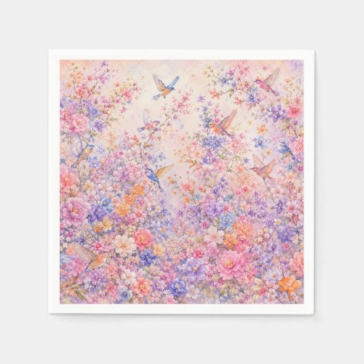 花と鳥のさえずり スタンダードカクテルナプキン (正面)