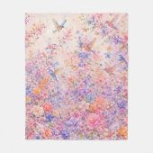 花と鳥のさえずり フリースブランケット (正面)