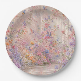 花と鳥のさえずり ペーパープレート