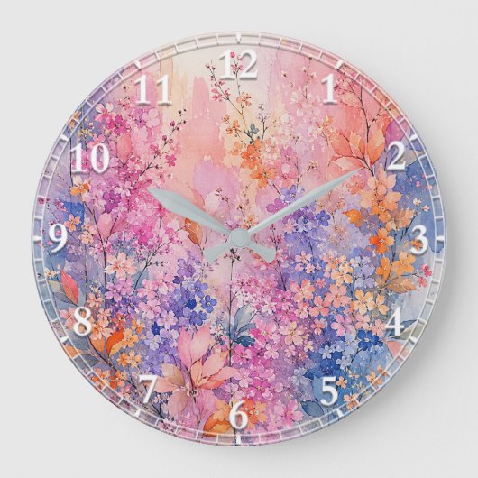 花と鳥のさえずり ラージ壁時計 (正面)