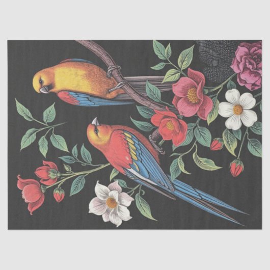 花と鳥のイラスト 薄葉紙 (正面)