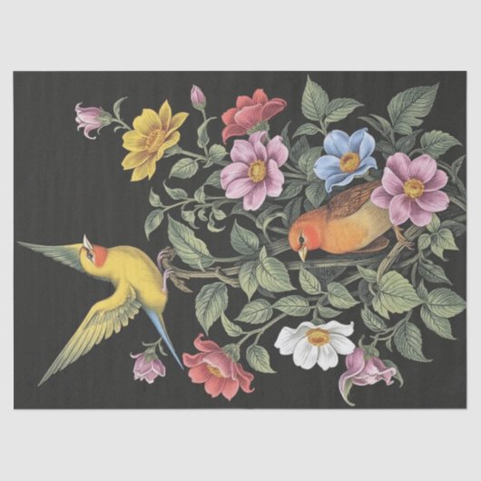 花と鳥のイラスト 薄葉紙 (正面)