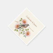 花と鳥のウェディング スタンダードカクテルナプキン (角)
