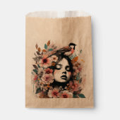 花と鳥のチャーミングな女性イラスト フェイバーバッグ (正面)