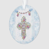 花と鳥の十字架 オーナメント (正面)