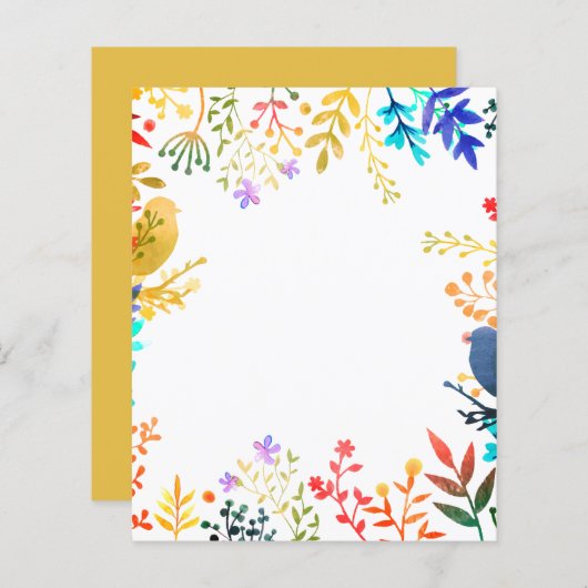 花と鳥の枠スクラップブックの背景紙 (正面/裏面)