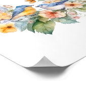 花と鳥の水色 ポスター (角)