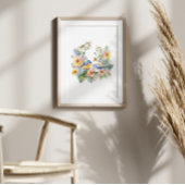 花と鳥の水色 ポスター