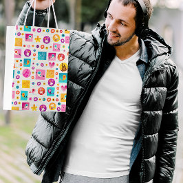 花と鳥の自然 ミディアムペーパーバッグ