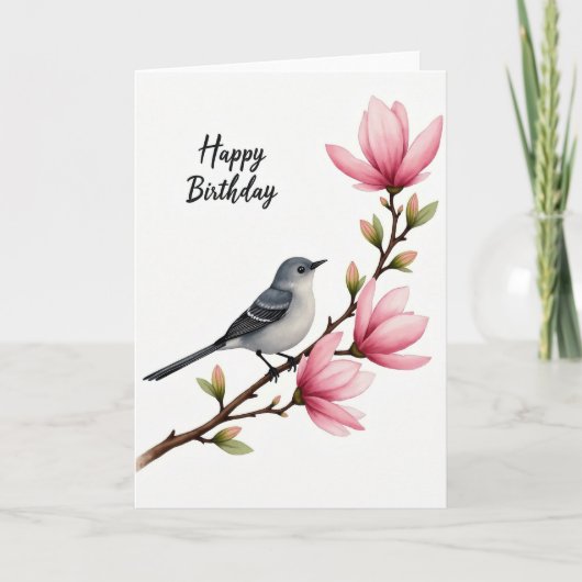花と鳥の誕生日カード カード (正面)